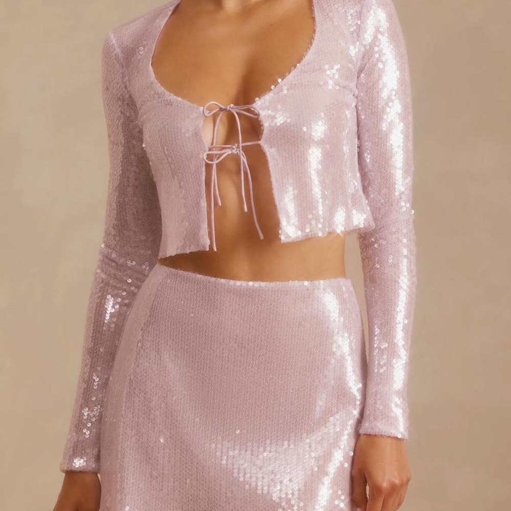 Oh Polly Pink Sequin Crop Top